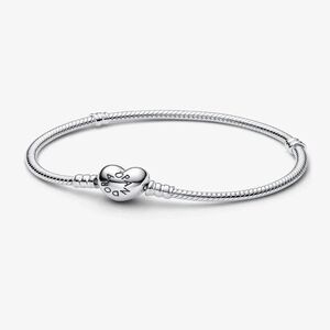 PANDORA Moments 925 Sterling Silver Bracelet with Heart Clasp